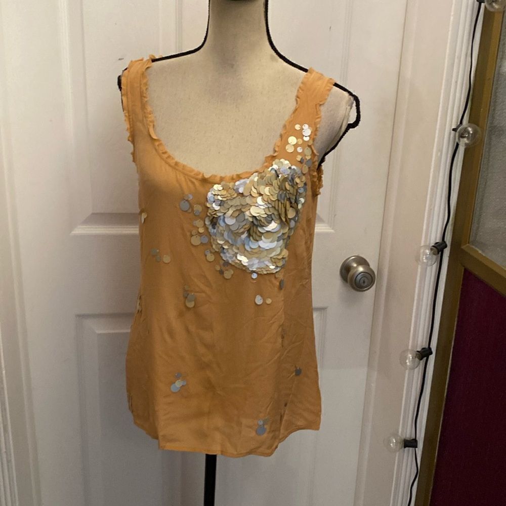 Tabitha Orange Sequin Embellished Top